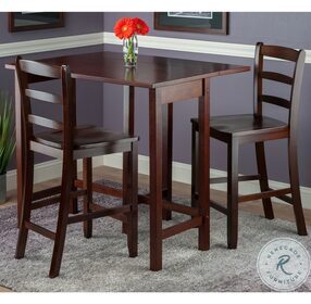 Lynnwood Antique Walnut 3 Piece Counter Height Dining Set with 2 Ladder Back Stools