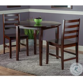 Clayton Walnut 3 Piece Drop Leaf Extendable Dining Set with 2 Ladderback Chairs
