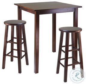 Parkland Walnut 3 Piece Counter Height Dining Set with 2 Square Leg Stools