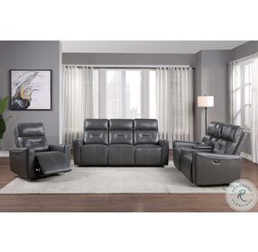 Burwell Dark Gray Double Power Reclining Loveseat With Center Console