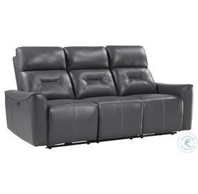Burwell Gray Double Power Reclining Living Room Set