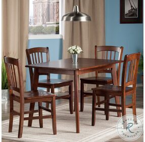 Shaye Walnut 5 Piece Dining Room Set with Slat Back Chairs