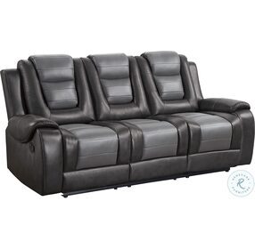 Briscoe Light And Dark Gray Double Reclining Living Room Set With Drop Down Cup Holders
