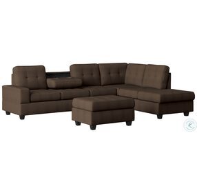 Maston Chocolate 3 Piece Reversible Sectional with Ottoman