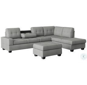 Maston Gray 3 Piece Reversible Sectional with Ottoman