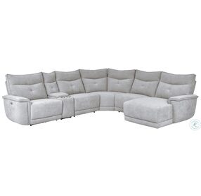 Tesoro Mist Gray 6 Piece Modular Power Reclining Sectional with Power Headrest and RAF Chaise