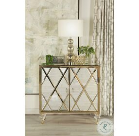 Astilbe Mirror And Champagne Accent Cabinet