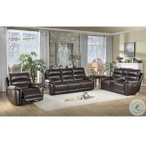 Lance Brown Power Double Reclining Console Loveseat With Power Headrests