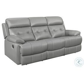 Lambent Gray Leather Double Reclining Living Room Set