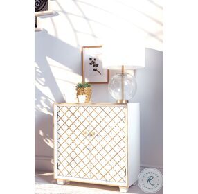 Belinda White And Gold Accent Cabinet