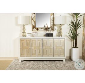 Voula White And Gold Accent Cabinet