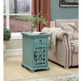 Bayberry Blue Rub 1 Door Chairside Cabinet