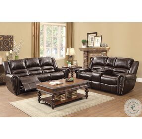 Center Hill Brown Double Glider Reclining Loveseat With Console