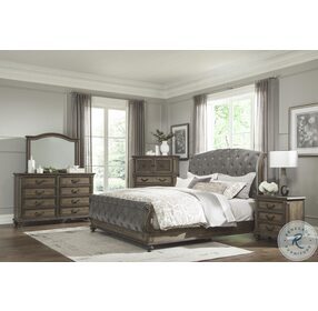 Rachelle Weathered Pecan And Gray King Sleigh Bed