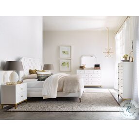 Chelsea White And Gold King Panel Bed by Rachael Ray