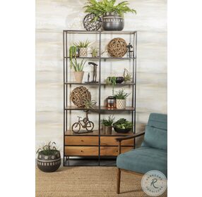 Belcroft Natural Acacia And Black 4 Drawer Etagere