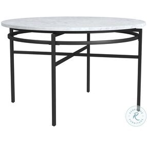 Hadley Black And White Marble Top Round Dining Room Set