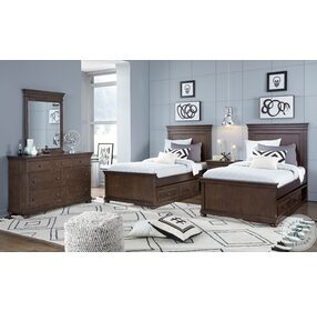Canterbury Warm Cherry Twin Panel Bed With Dual Side Storage