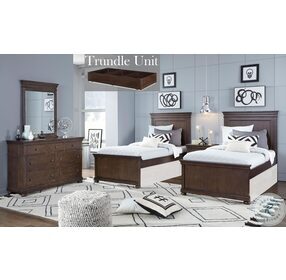 Canterbury Warm Cherry Twin Panel Bed With Trundle