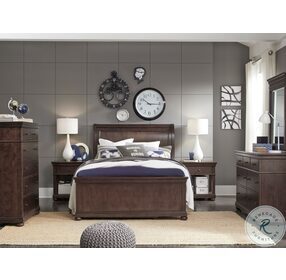 Canterbury Warm Cherry Twin Sleigh Bed With Dual Side Storage