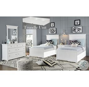 Canterbury Natural White Twin Panel Bed With Trundle