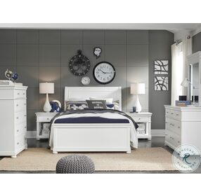 Canterbury Natural White Full Sleigh Bed With Dual Side Storage
