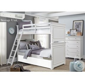 Canterbury Natural White Twin Over Twin Bunk Bed With One Side Storage