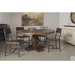 Woodbridge Distressed Brown Round Dining Table