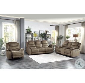 Shola Brown Power Double Reclining Loveseat With Center Console And Power Headrests