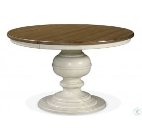 Summer Hill Cotton Single Round Pedestal Extendable Dining Room Set