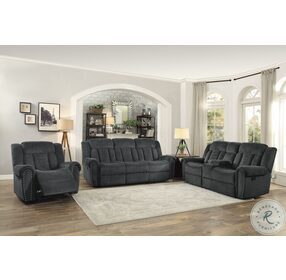 Nutmeg Charcoal Gray Double Reclining Loveseat with Center Console