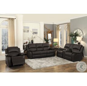 Clarkdale Dark Brown Double Glider Reclining Loveseat with Center Console