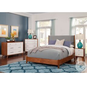 Flynn Acorn And Gray Queen Upholstered Panel Bed
