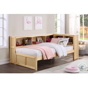 Bartly Natural Pine Twin Bookcase Corner Bed