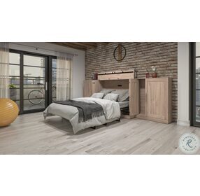 Pur Rustic Brown 133" Full Cabinet Bed With Mattress And Two 36" Storage Units
