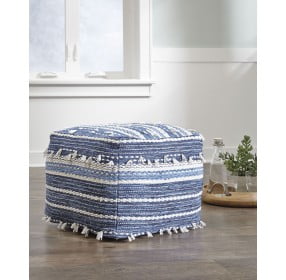 Anthony Blue And White Pouf