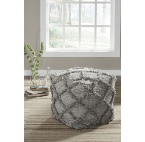 Adelphie Natural and Gray Pouf