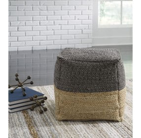 Sweed Valley Natural And Black Square Pouf