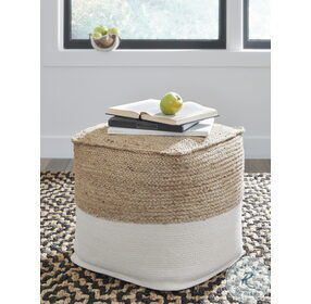 Sweed Valley Natural and White Square Pouf