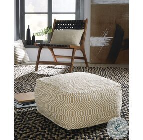 Adamont Tan And Ivory Pouf
