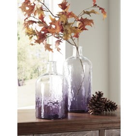 Maleah Clear and purple ombre Vase Set Of 2
