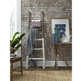 Millie Distressed French Roast and Linen White Blanket Ladder