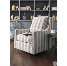 Kambria Ivory And Black Swivel Accent Chair