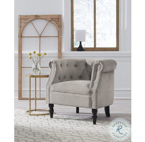 Deaza Taupe Velvet Accent Chair