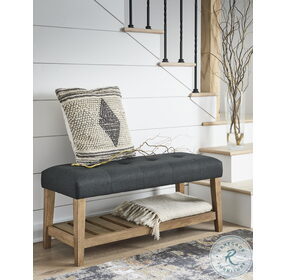 Cabellero Medium Brown And Charcoal Upholstered Accent Bench