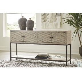 Roanley Distressed White And BlackConsole Table