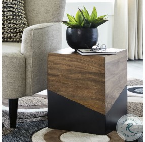 Trailbend Light Brown And Gunmetal Accent Table