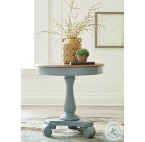 Mirimyn Antiqued Teal And Brown Accent Table