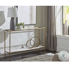 Ryandale Antiqued Brass Tone Console Sofa Table