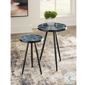 Clairbelle Teal Glaze Accent Table Set of 2